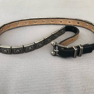 Vintage Streets Ahead Santa Monica Silver Screws Black Leather Skinny Belt